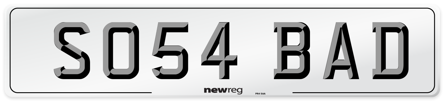 SO54 BAD Number Plate from New Reg